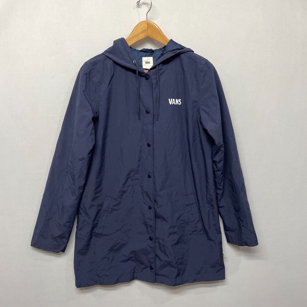 VANS Women Hooded Windbreaker Jacket Rain Coat Size Small Blue M222 -1